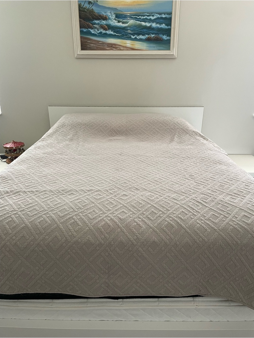 Queen Quilted Geometric Quilt gray Cotton 90x90 Bedroom Bedding